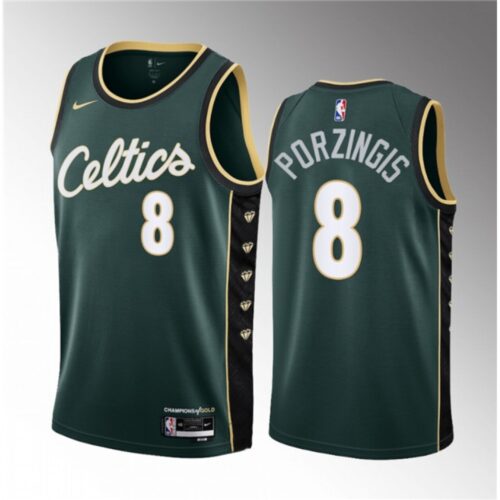 68640e8b649e3_1 Men's Boston Celtics #8 Kristaps Porzingis Green 2023 Draft City Edition Stitched Basketball Jersey