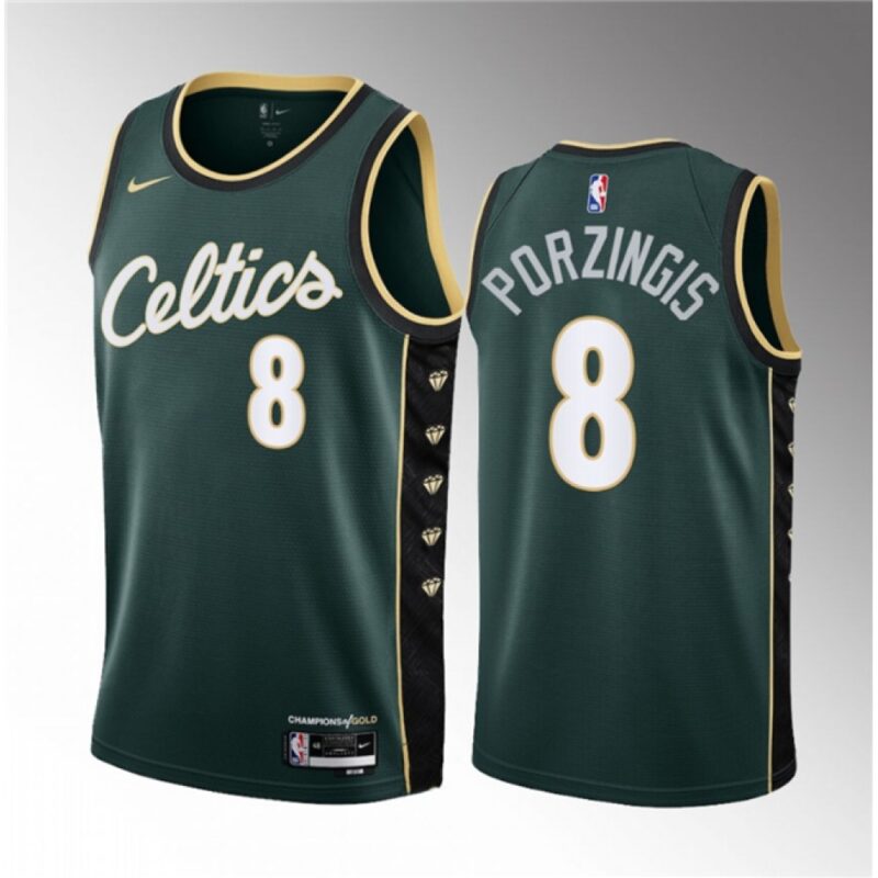 68640e8b649e3_1 Men's Boston Celtics #8 Kristaps Porzingis Green 2023 Draft City Edition Stitched Basketball Jersey