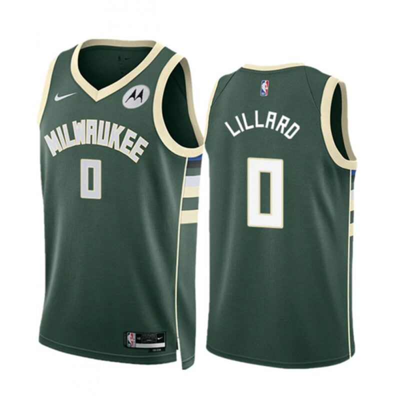 68640f2460dba_1 Men's Milwaukee Bucks #0 Damian Lillard Green Icon Edition Stitched Basketball Jersey