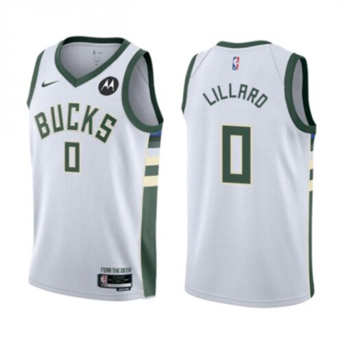 68640f2badd0a_1 Men's Milwaukee Bucks #0 Damian Lillard White Association Edition Stitched Basketball Jersey