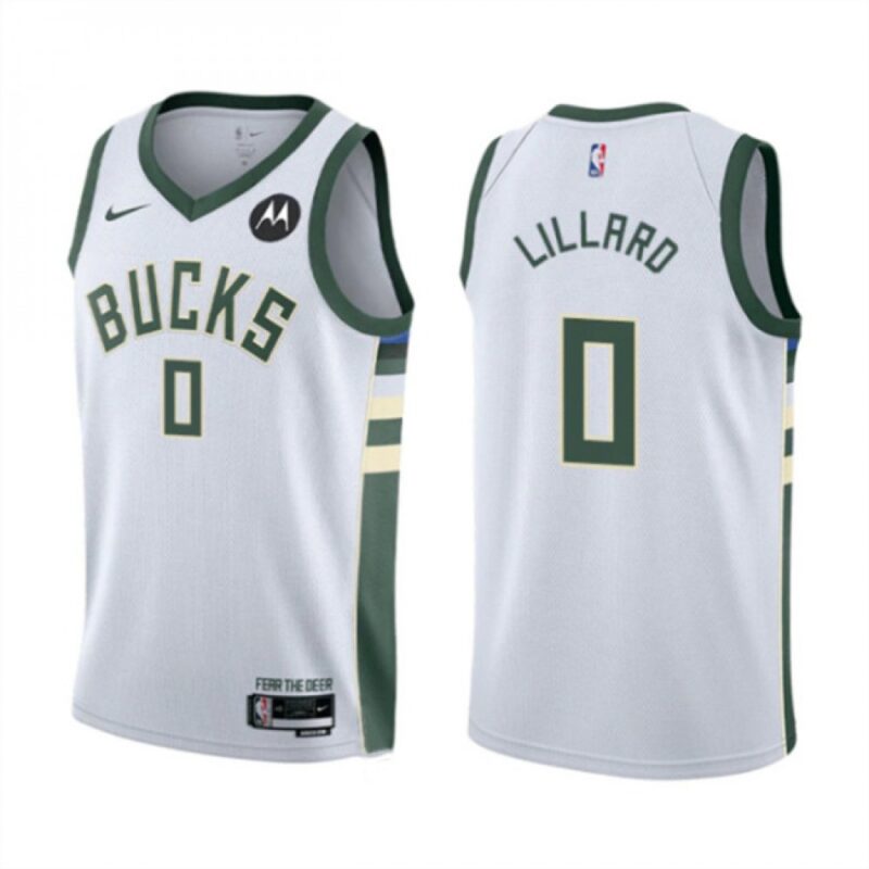 68640f2badd0a_1 Men's Milwaukee Bucks #0 Damian Lillard White Association Edition Stitched Basketball Jersey