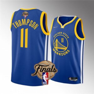 6864108cc59b6_1 Men's Golden State Warriors #11 Klay Thompson 2022 Royal NBA Finals Stitched Jersey