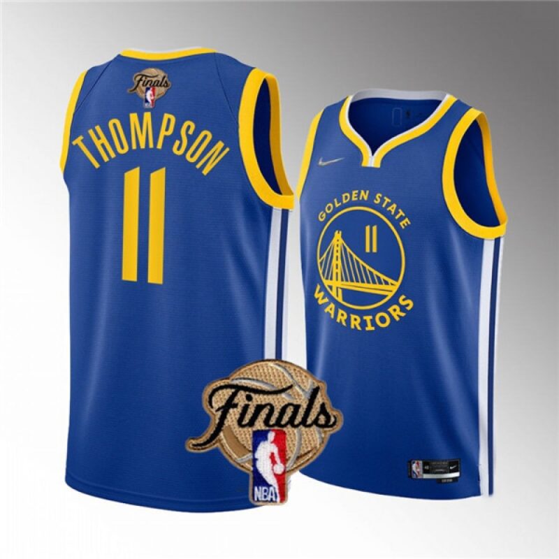 6864108cc59b6_1 Men's Golden State Warriors #11 Klay Thompson 2022 Royal NBA Finals Stitched Jersey