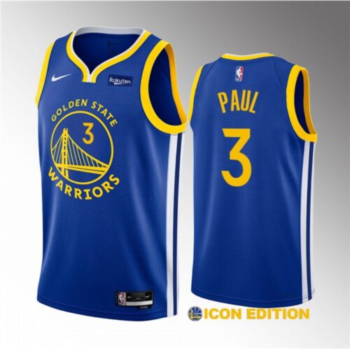 686410b9f418d_1 Men's Golden State Warriors #3 Chris Paul Blue Icon Edition Stitched Basketball Jersey