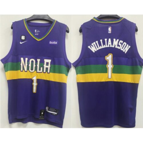 6864110bb615f_1 Men's New Orleans Pelicans #1 Zion Williamson Purple With NO.6 Patch Stitched Basketball Jersey