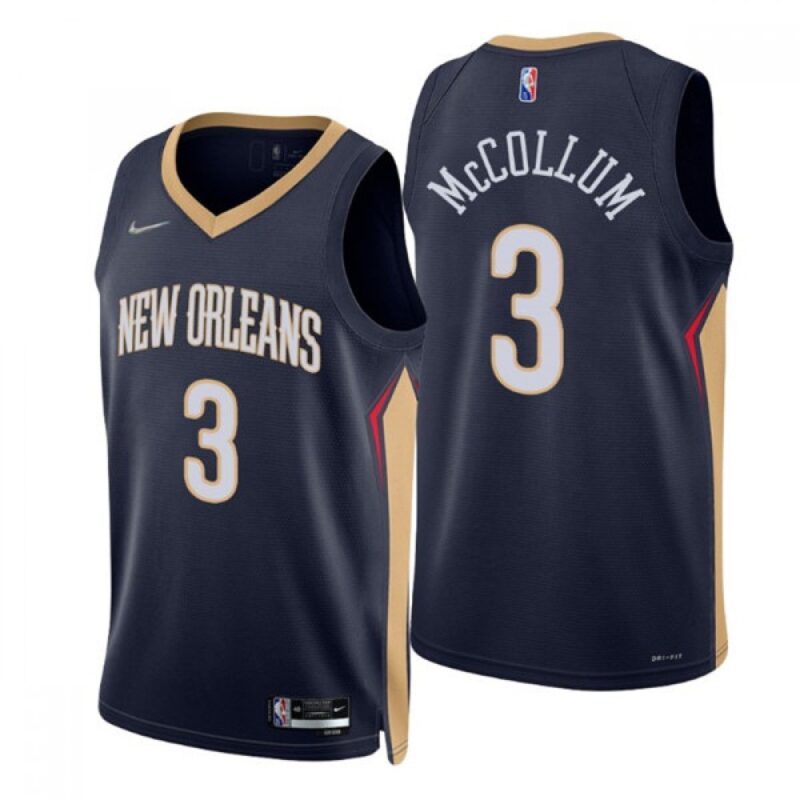 6864111e65814_1 Men's New Orleans Pelicans #3 C.J. McCollum Navy Icon Edition Stitched Jersey