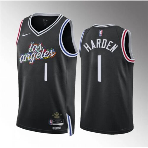 6864112ebbdf8_1 Men's Los Angeles Clippers #1 James Harden Black 2022/23 City Edition Stitched Jersey