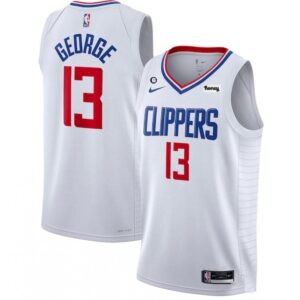 686411419dc14_1 Men's Los Angeles Clippers #13 Paul George White With NO.6 Patch Stitched Jersey