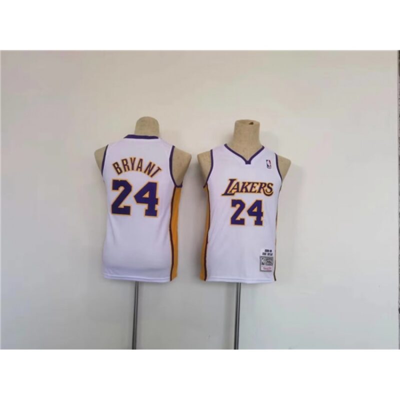 6864118488216_1 Youth Los Angeles Lakers #24 Kobe Bryant White Stitched Basketball Jersey