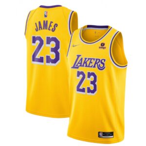 686411985dddf_1 Men's Los Angeles Lakers #23 LeBron James Yellow 2021 75th Anniversary Stitched Jersey