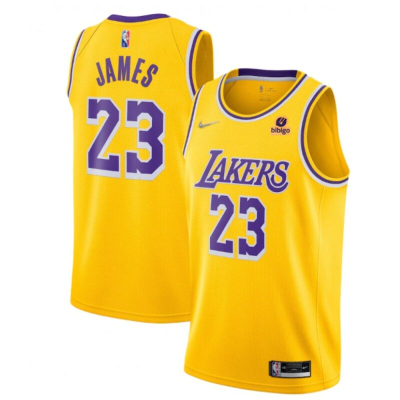 686411985dddf_1 Men's Los Angeles Lakers #23 LeBron James Yellow 2021 75th Anniversary Stitched Jersey