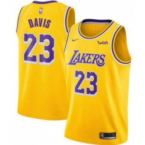 686411a1b9483_1 Men's Los Angeles Lakers #23 Anthony Davis Yellow Stitched NBA Jersey