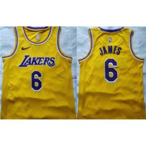 686411e185231_1 Men's Los Angeles Lakers #6 LeBron James Yellow Stitched Basketball Jersey