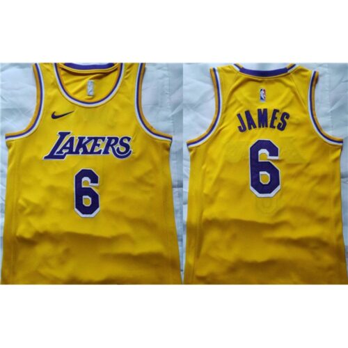 686411e185231_1 Men's Los Angeles Lakers #6 LeBron James Yellow Stitched Basketball Jersey
