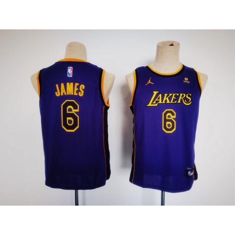 686411f040828_1 Youth Los Angeles Lakers #6 LeBron James Purple Stitched Basketball Jersey