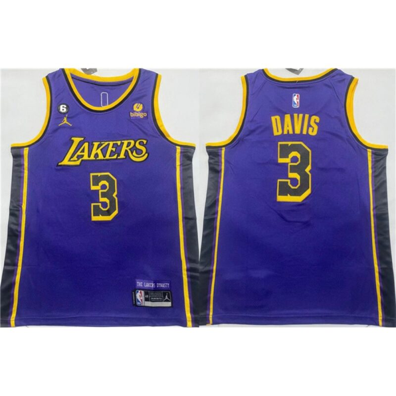 6864122c4585b_1 Men's Los Angeles Lakers #3 Anthony Davis Purple With NO.6 Patch Stitched Basketball Jersey