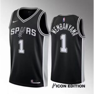 6864124e322a7_1 Youth San Antonio Spurs #1 Victor Wembanyama Black Icon Edition Stitched Football Jersey