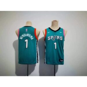 68641250a7cc3_1 Youth San Antonio Spurs #1 Victor Wembanyama Teal City Edition Stitched Jersey