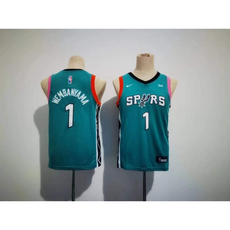 68641250a7cc3_1 Youth San Antonio Spurs #1 Victor Wembanyama Teal City Edition Stitched Jersey