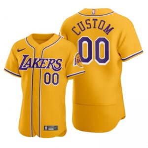 68641357ea4ec_1 Men's Los Angeles Lakers Customized 2020 Gold NBA X MLB Crossover Edition Stitched Jersey