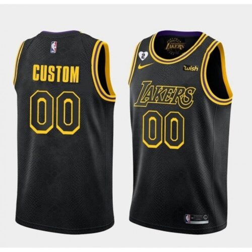 6864140ff2abd_1 Men's Los Angeles Lakers Black Customized With Gigi Patch Stitched Jersey