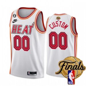 686415abb3158_1 Men's Miami Heat Customized White 2023 Finals Classic Edition With NO.6 Patch Stitched Basketball Jersey