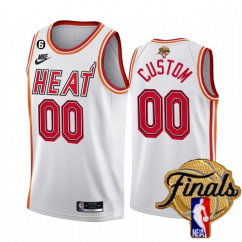 686415abb3158_1 Men's Miami Heat Customized White 2023 Finals Classic Edition With NO.6 Patch Stitched Basketball Jersey