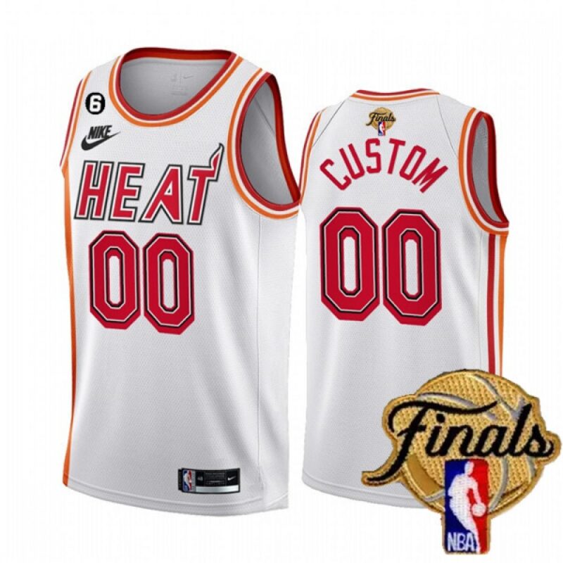 686415abb3158_1 Men's Miami Heat Customized White 2023 Finals Classic Edition With NO.6 Patch Stitched Basketball Jersey