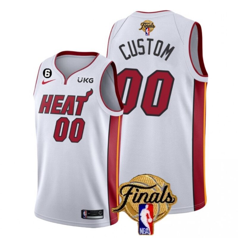 6864161b4b400_1 Men's Miami Heat Customized White 2023 Finals Association Edition With NO.6 Patch Stitched Basketball Jersey