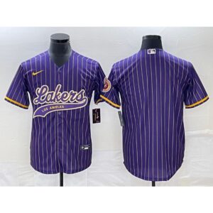 68641689b0b3e_1 Men's Los Angeles Lakers Blank Purple Cool Base With Patch Stitched Baseball Jersey