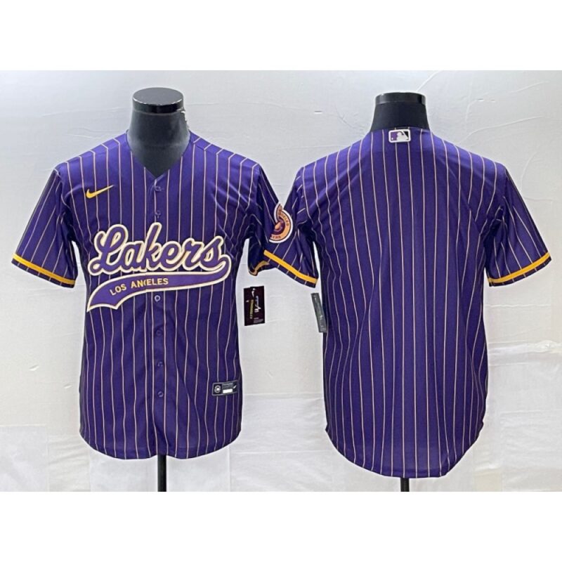 68641689b0b3e_1 Men's Los Angeles Lakers Blank Purple Cool Base With Patch Stitched Baseball Jersey