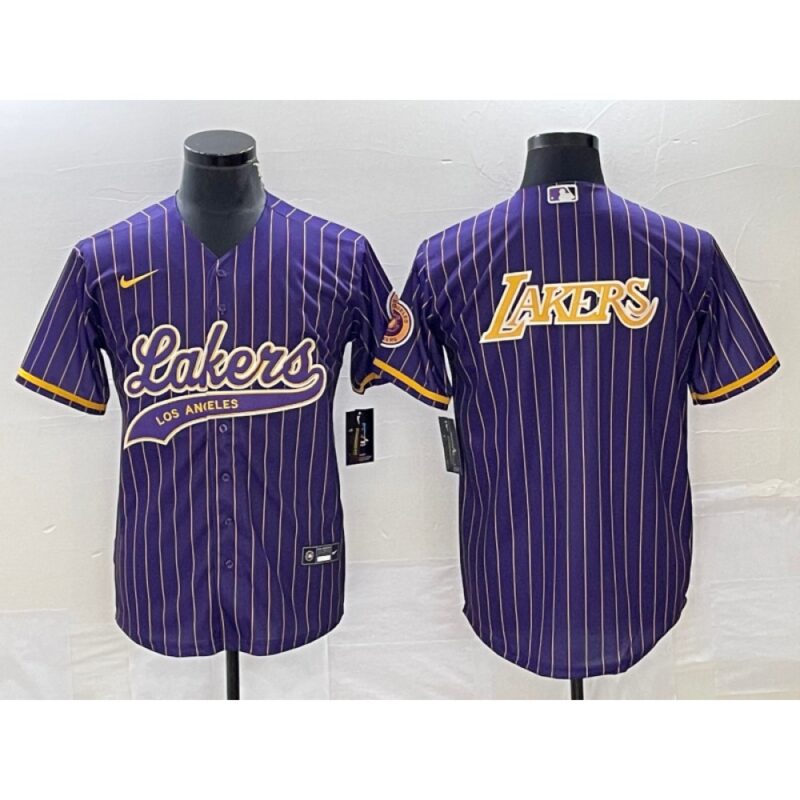 6864168c78888_1 Men's Los Angeles Lakers Team Big Logo Purple Cool Base With Patch Stitched Baseball Jersey