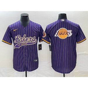 6864168f4794d_1 Men's Los Angeles Lakers Team Big Logo Purple Cool Base With Patch Stitched Baseball Jersey