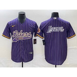 68641691e2db7_1 Men's Los Angeles Lakers Team Big Logo Purple Cool Base With Patch Stitched Baseball Jersey