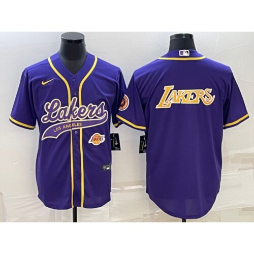 6864169a20cd3_1 Men's Los Angeles Lakers Purple Big Logo With Patch Cool Base Stitched Baseball Jersey