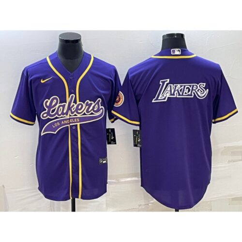 686416a1d173b_1 Men's Los Angeles Lakers Purple Big Logo Cool Base Stitched Baseball Jersey