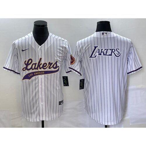 686416ac54d7f_1 Men's Los Angeles Lakers White Team Big Logo Cool Base With Patch Stitched Baseball Jersey