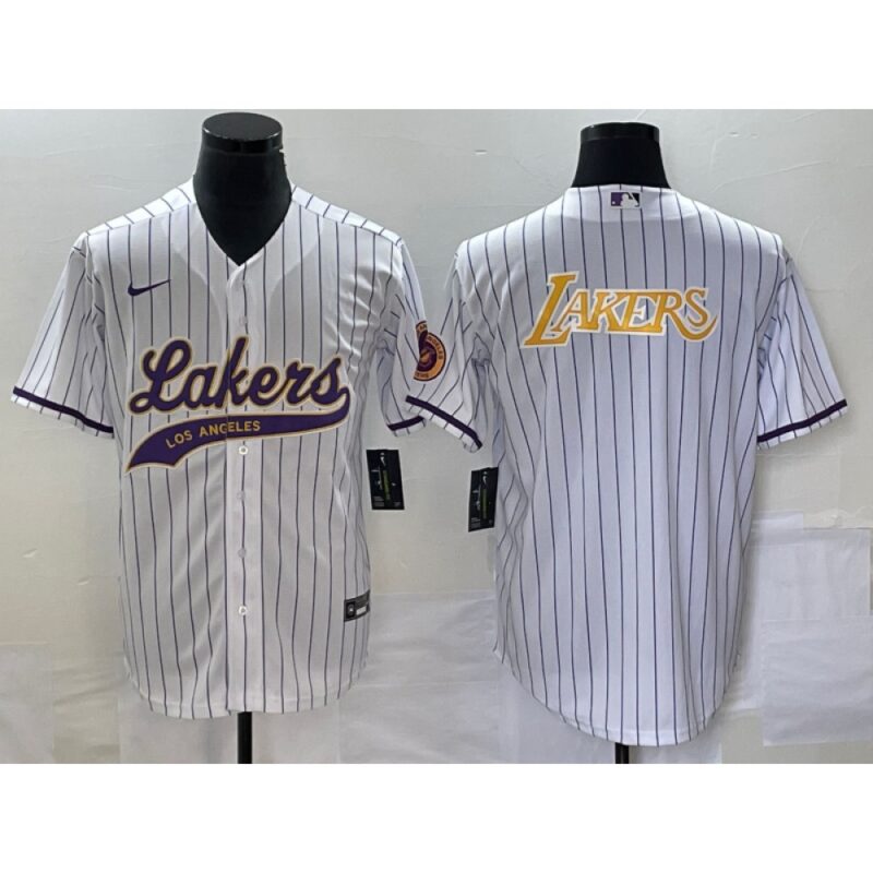 686416b17ba82_1 Men's Los Angeles Lakers White Team Big Logo Cool Base With Patch Stitched Baseball Jersey