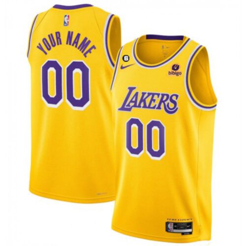 686416d3555b4_1 Men's Los Angeles Lakers Active Player Cutom 2022-23 Yellow No.6 Patch Stitched Basketball Jersey