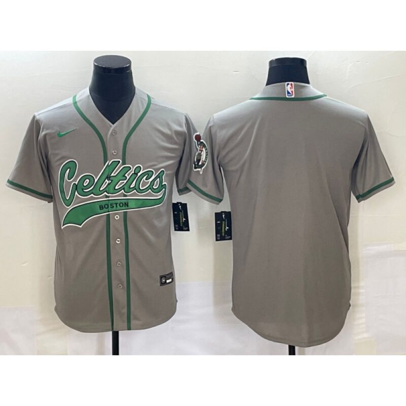 686416e68ea1a_1 Men's Boston Celtics Blank Gray Stitched Baseball Jersey