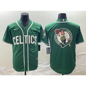 686416ee8ee3d_1 Men's Boston Celtics Green Team Big Logo With Patch Stitched Baseball Jersey