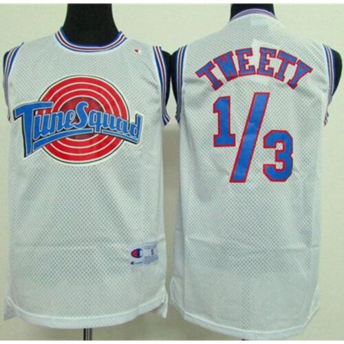 6864173f21024_1 Space Jam Tune Squad 1/3 Tweety White Stitched Basketball Jersey