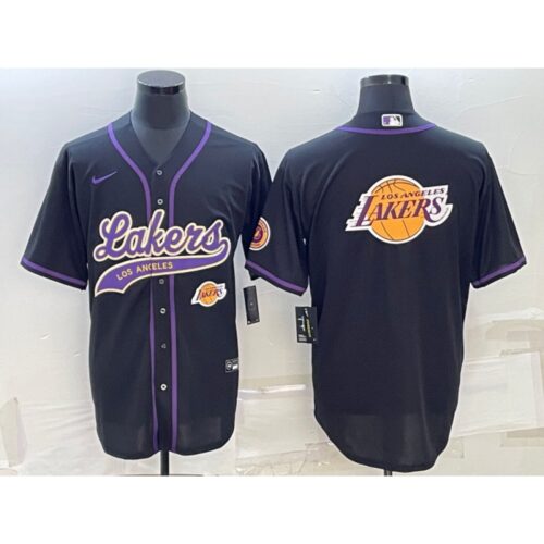 6864179fbfc02_1 Men's Los Angeles Lakers Black Team Big Logo With Patch Cool Base Stitched Baseball Jersey