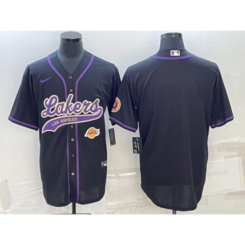 686417afcdf80_1 Men's Los Angeles Lakers Blank Black With Patch Cool Base Stitched Baseball Jersey