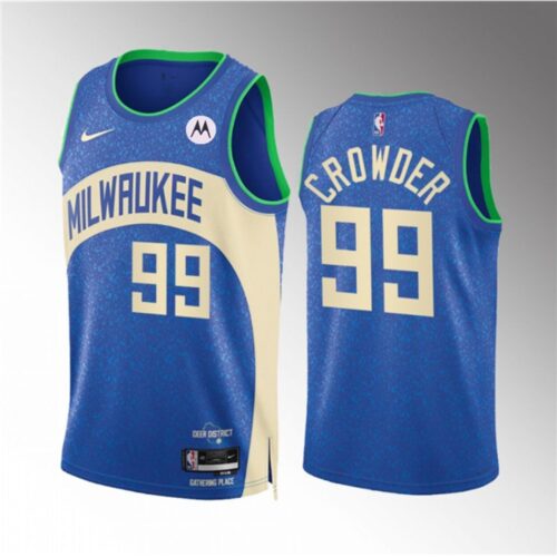 6864199fce9c2_1 Men's Milwaukee Bucks #99 Jae Crowder 2023/24 Blue City Edition Stitched Basketball Jersey