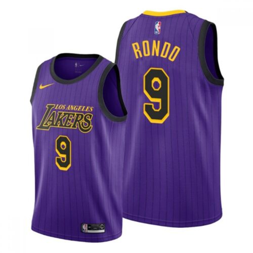 686419e2cc128_1 Men's Los Angeles Lakers #9 Rajon Rondo Purple Stitched Jersey