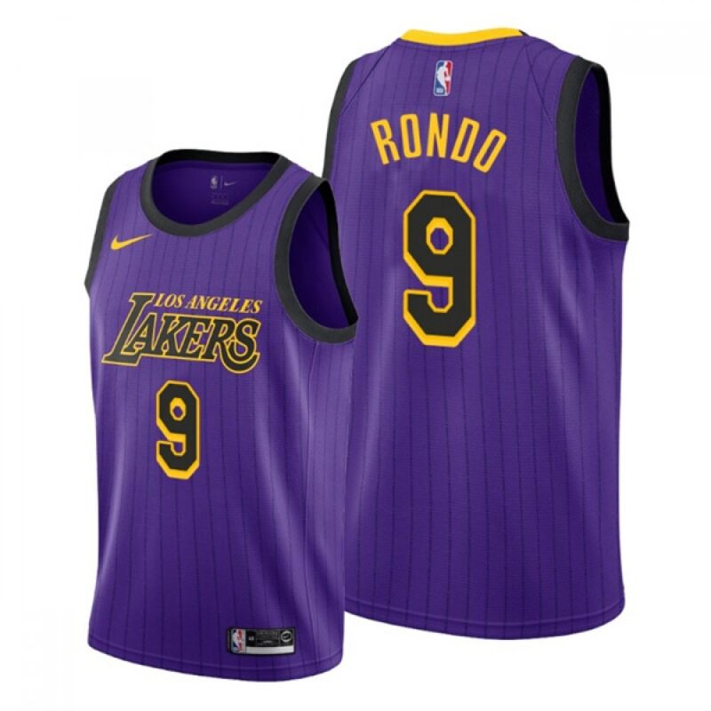 686419e2cc128_1 Men's Los Angeles Lakers #9 Rajon Rondo Purple Stitched Jersey