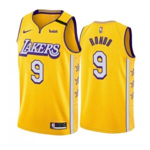 686419e636011_1 Men's Los Angeles Lakers #9 Rajon Rondo Yellow Stitched Jersey