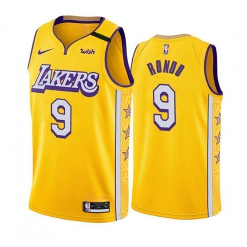 686419e636011_1 Men's Los Angeles Lakers #9 Rajon Rondo Yellow Stitched Jersey