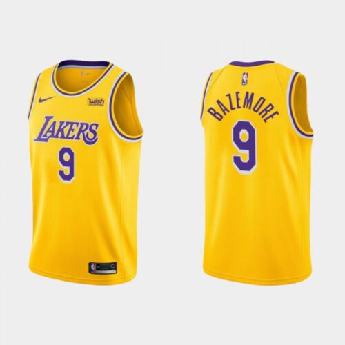 686419e98aa06_1 Men's Los Angeles Lakers #9 Kent Bazemore Yellow Stitched Basketball Jersey